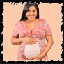 Pregnant woman on phone chat